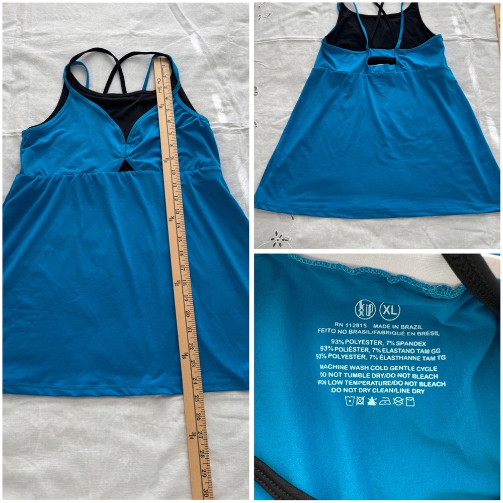 Blue and Black Strappy Tank Top